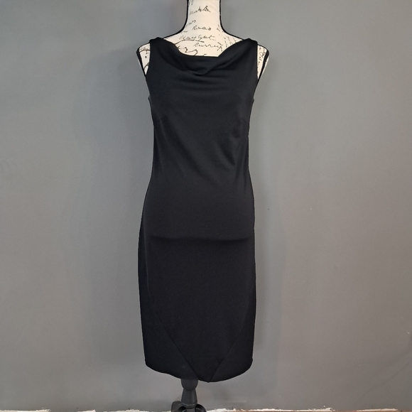 Express Womens Sheath Dress Black Cowel Neck Sleeveless Party Size 7/8 - Picture 1 of 11